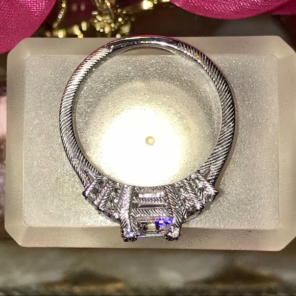 JUDITH RIPKA PRINCESS THREE STONE DIAMONIQUE RING - Picture 4 of 9